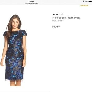 Vera Wang Sequin Floral Dress Sheath Evening